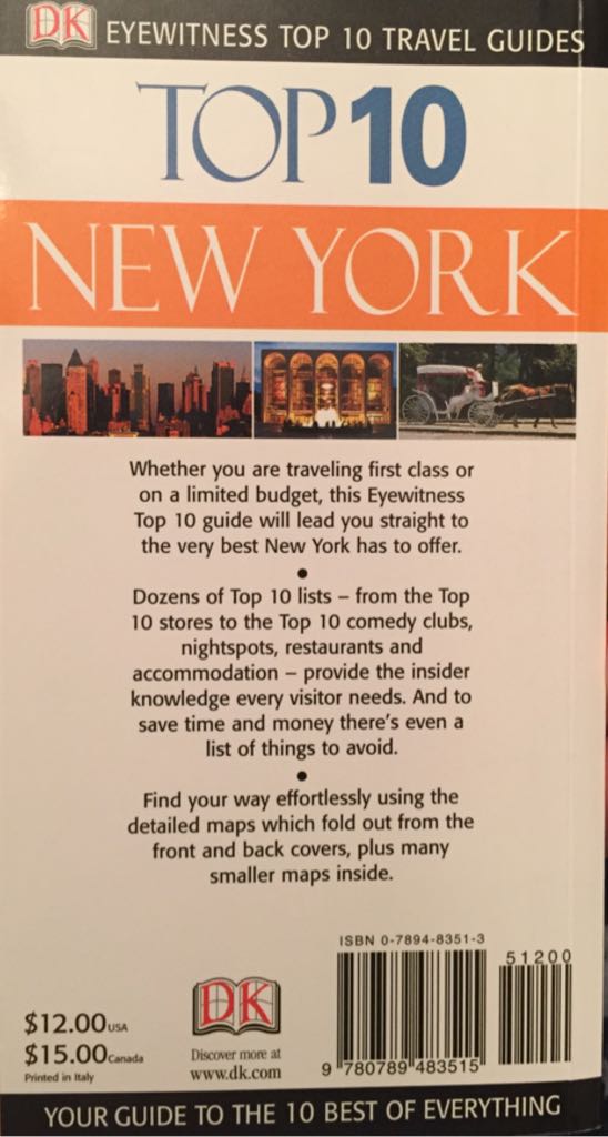 Top 10 New York - None (Dorling Kindersley - Paperback) book collectible [Barcode 9780789483515] - Main Image 2