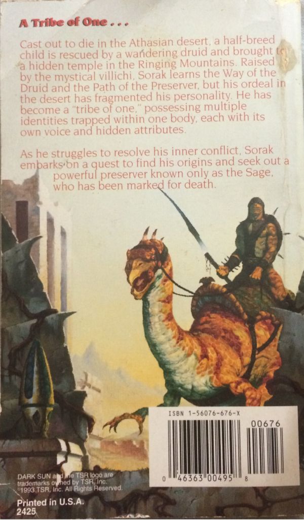 Dark Sun The Outcast - Simon Hawke (TSR - Paperback) book collectible [Barcode 9781560766766] - Main Image 2