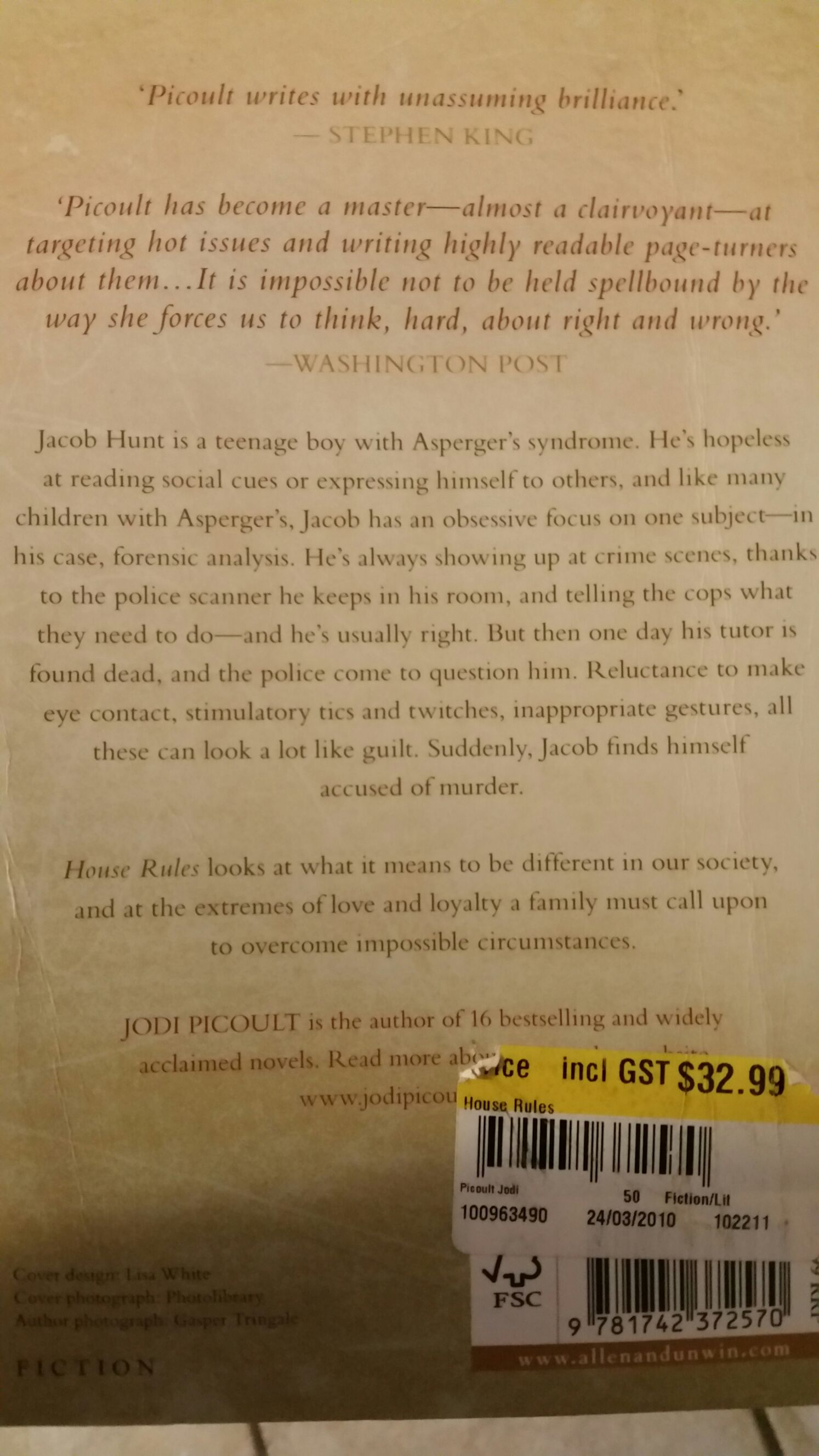 House Rules - Jodi Picoult (Allen & Unwin - Trade Paperback) book collectible [Barcode 9781742372570] - Main Image 2