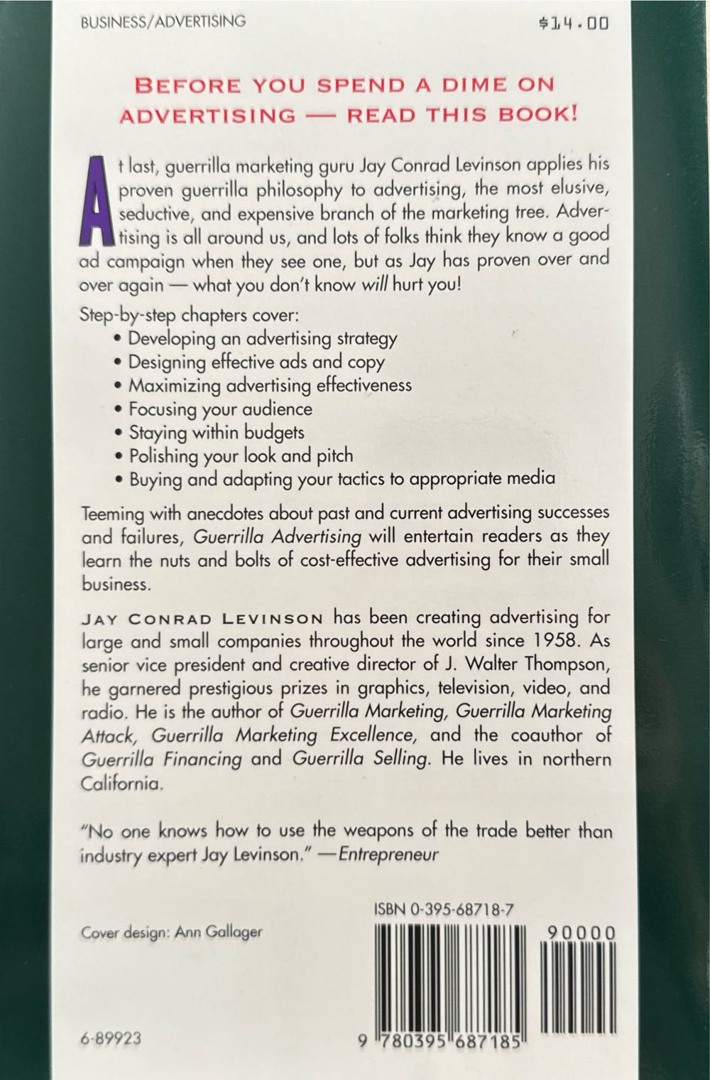 Guerrilla Advertising - Jay Levinson (Houghton Mifflin Harcourt) book collectible [Barcode 9780395687185] - Main Image 2