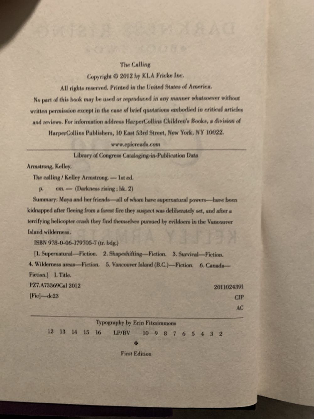 The Calling - Kelley Armstrong (Harper - Hardcover) book collectible [Barcode 9780061797057] - Main Image 3