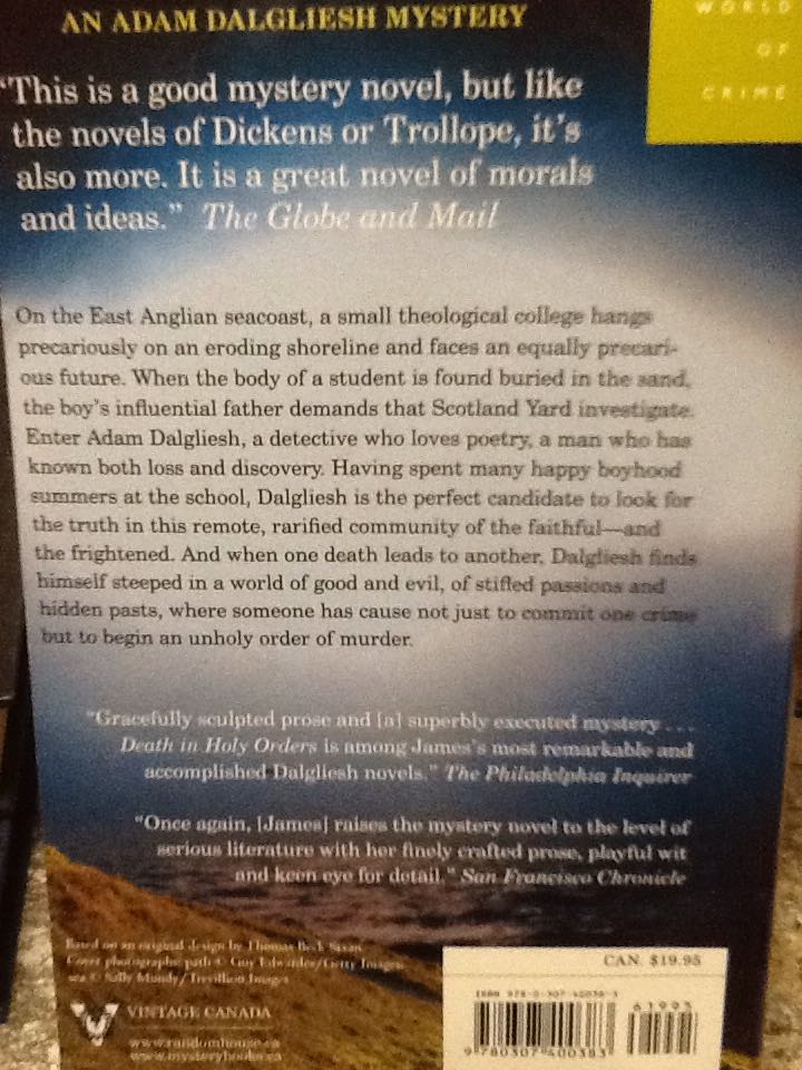 Death In Holy Orders - P.D. James (Vintage Books Canada) book collectible [Barcode 9780307400383] - Main Image 2