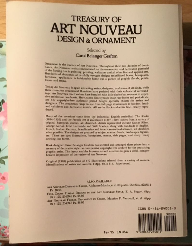 Treasury Of Art Nouveai Design and Ornament - Carol Belanger Grafton (Dover - Paperback) book collectible [Barcode 9780486240015] - Main Image 2