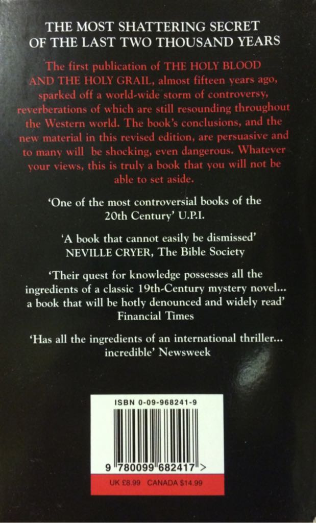 The Holy Blood and the Holy Grail - Michael Baigent (Arrow Books - Paperback) book collectible [Barcode 9780099682417] - Main Image 2