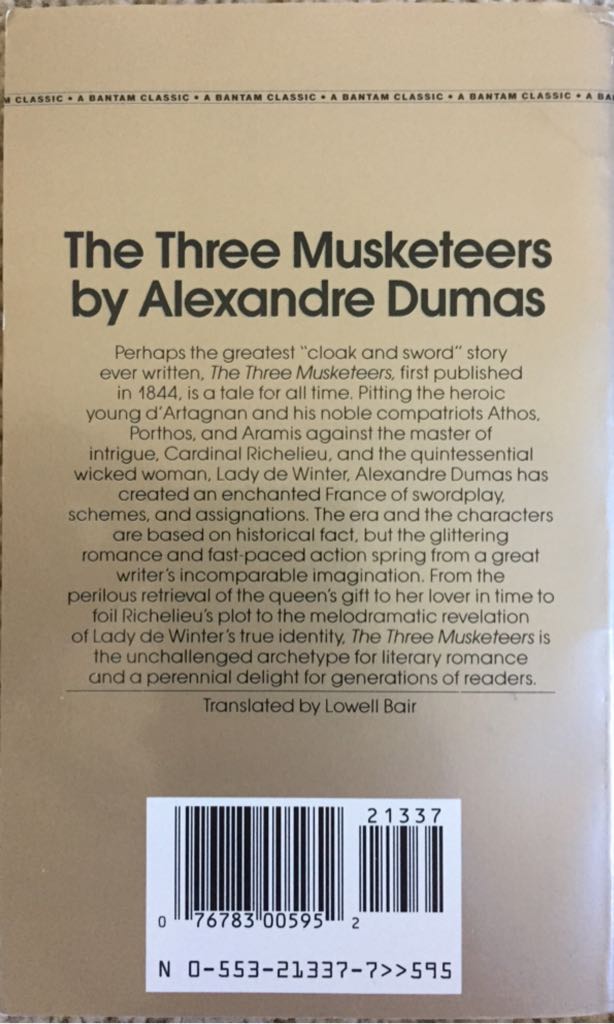 Three Musketeers, The - Alexandre Dumas (A Washington Square Press Book - Paperback) book collectible [Barcode 9780553213379] - Main Image 2