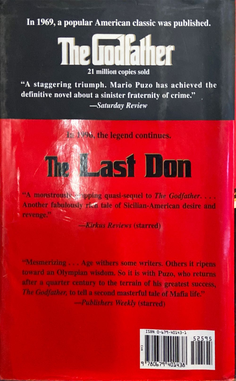 Mario Puzo’s The Last Don - Mario Puzo (Random House - Hardcover) book collectible [Barcode 9780679401438] - Main Image 2