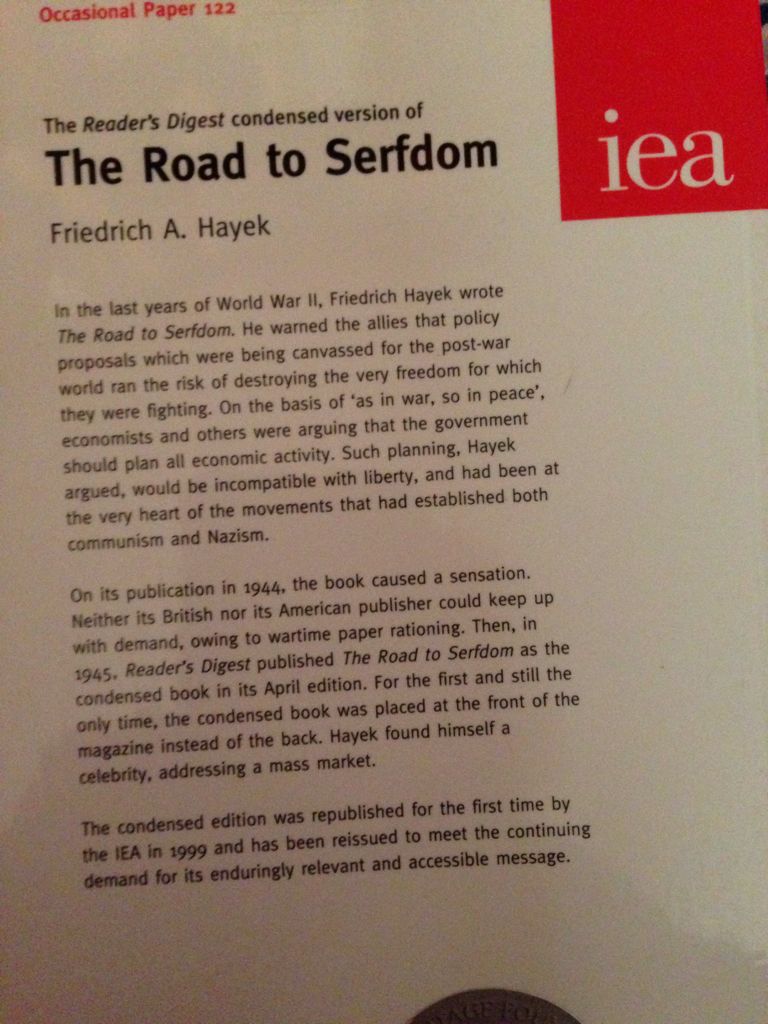 The Road To Serfdom - A von (Inst of Economic Affairs) book collectible [Barcode 9780255365307] - Main Image 2