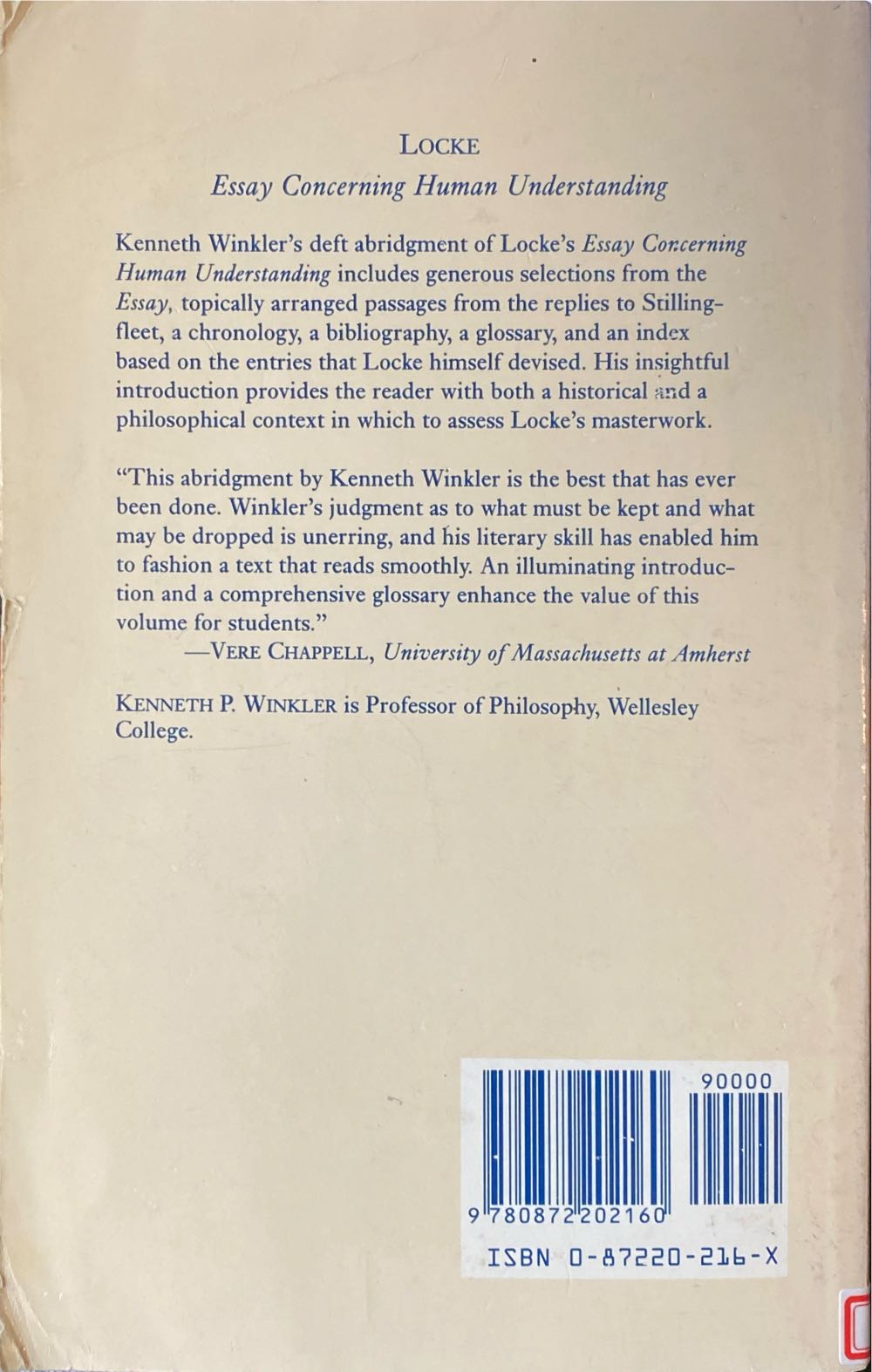 An Essay Concerning Human Understanding - John Locke (Hackett Publishing Group - Paperback) book collectible [Barcode 9780872202160] - Main Image 2