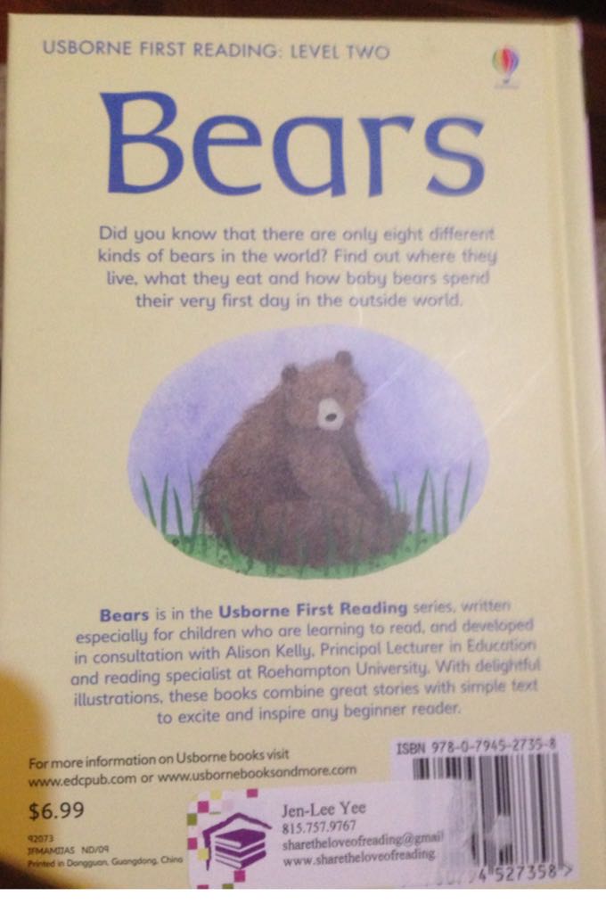 Bears - Sarah Courtauld (Usborne Books) book collectible [Barcode 9780794527358] - Main Image 2
