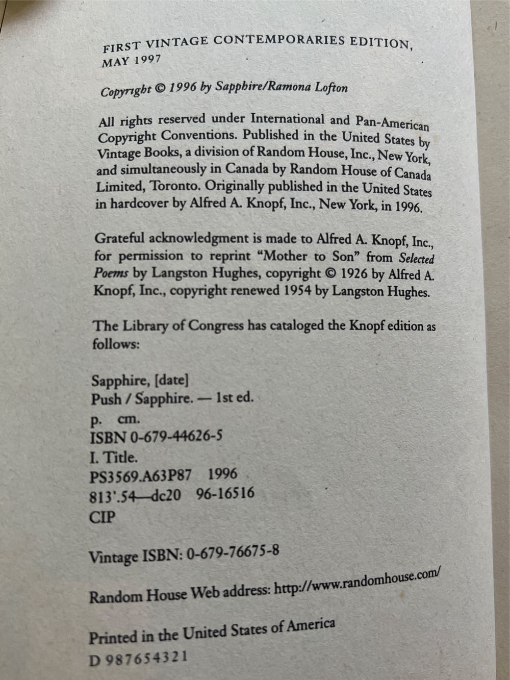 Precious - Based On The Novel PUSH - Sapphire (Vintage - Paperback) book collectible [Barcode 9780307474841] - Main Image 3