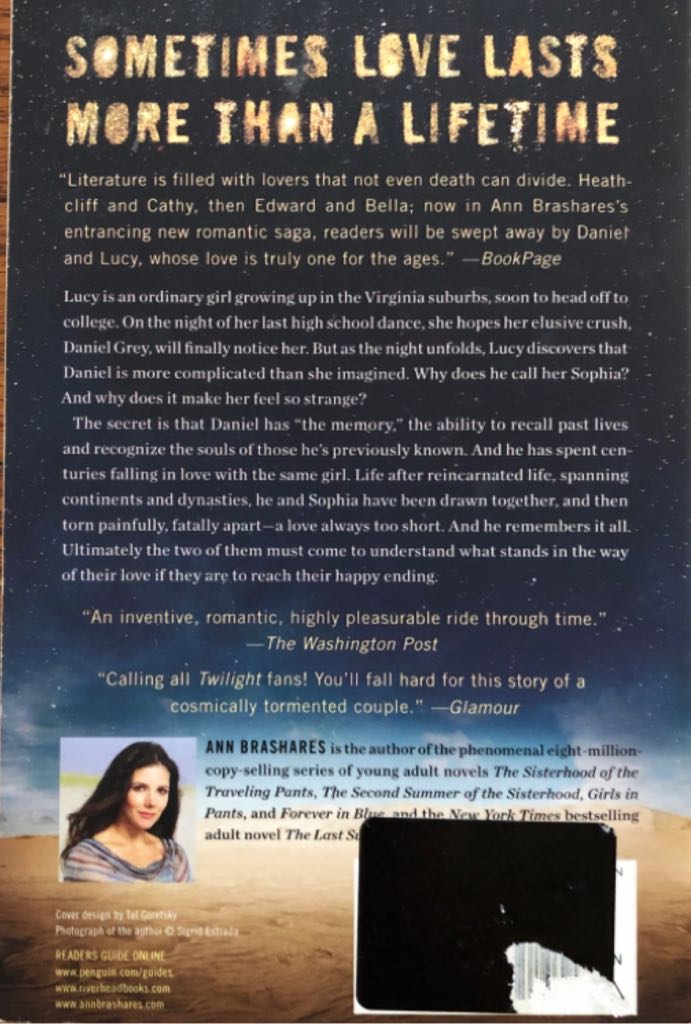 My Name Is Memory - Brashares, Ann (Riverhead Books - Paperback) book collectible [Barcode 9781594485183] - Main Image 2