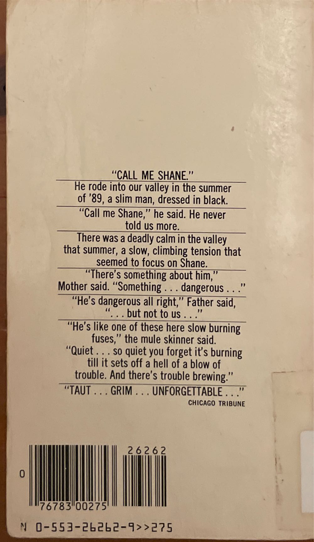 Shane - Jack Schaefer (Bantam) book collectible [Barcode 9780553262629] - Main Image 2