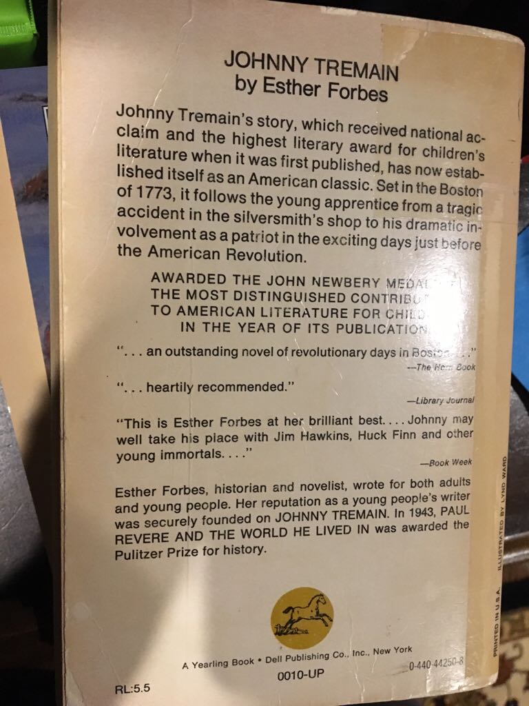 Johnny Tremain - Esther Forbes (Bantam Doubleday Dell Publishing Group - Paperback) book collectible [Barcode 9780440442509] - Main Image 2