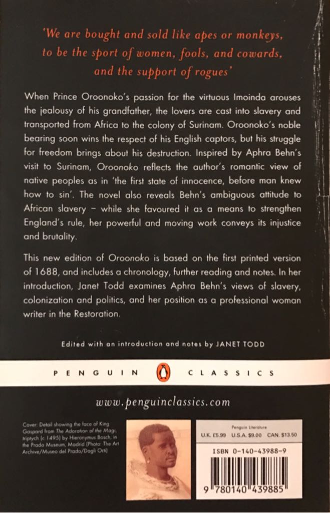 Oroonoko - Aphra Behn (Penguin Classic - Paperback) book collectible [Barcode 9780140439885] - Main Image 2