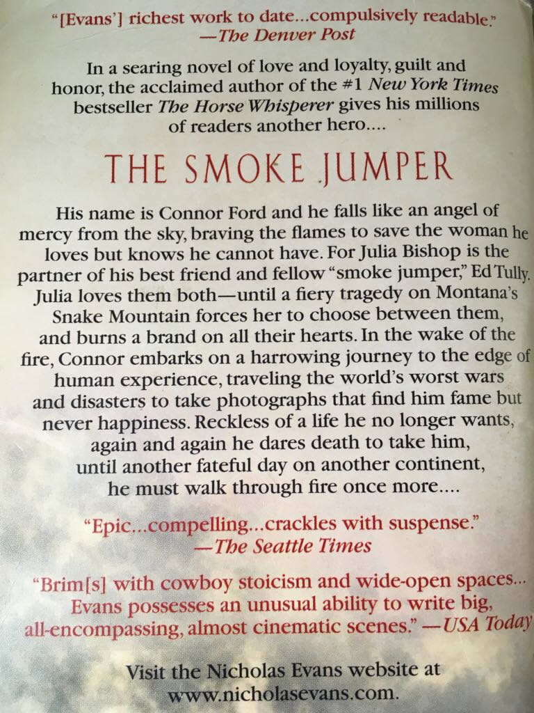 Smoke Jumper, The - Nicholas Evans (Dell Pub Co - Paperback) book collectible [Barcode 9780440235163] - Main Image 2
