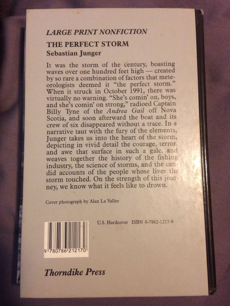 The Perfect Storm - Sebastian Junger book collectible [Barcode 9780786212170] - Main Image 2