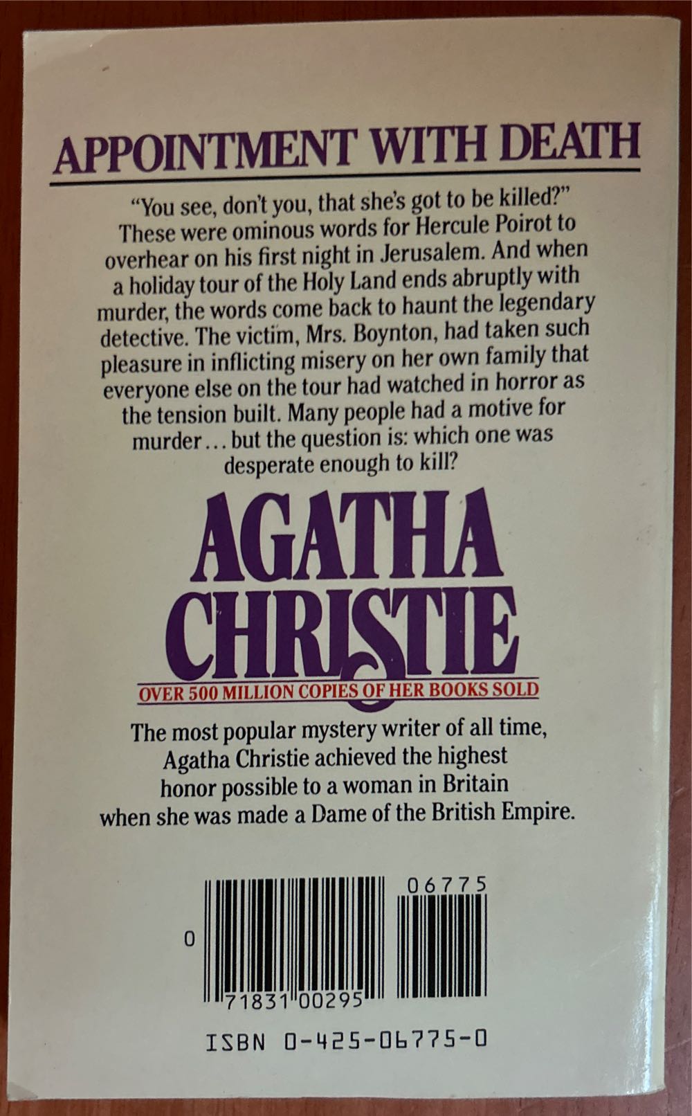 Appointment with Death - Agatha Christie (Berkley Books - Paperback) book collectible [Barcode 9780425067758] - Main Image 2