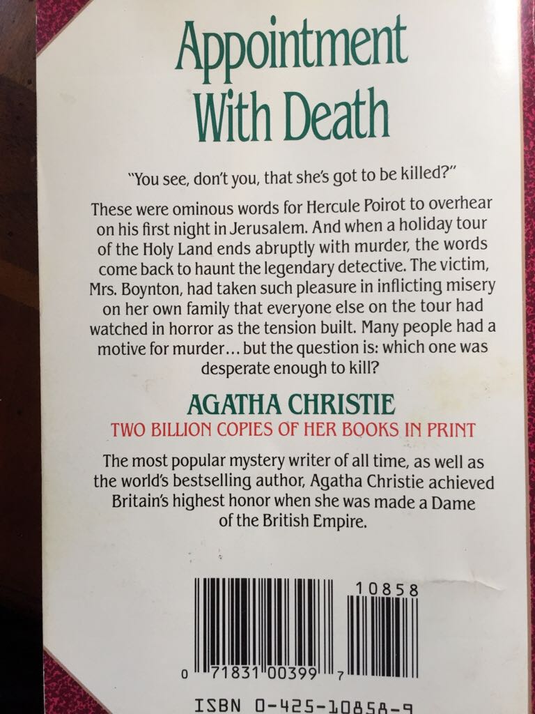 Appointment With Death - Agatha Christie (Paperback) book collectible - Main Image 2