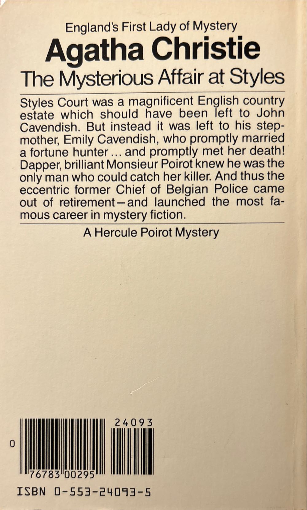 Mysterious Affair At Styles, The - Agatha Christie (Bantam - Paperback) book collectible [Barcode 9780553240931] - Main Image 2