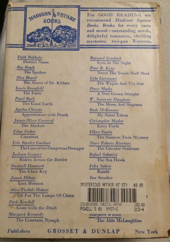 Mysterious Affair At Styles, The - Agatha Christie (Grosset & Dunlap - Hardcover) book collectible - Main Image 2