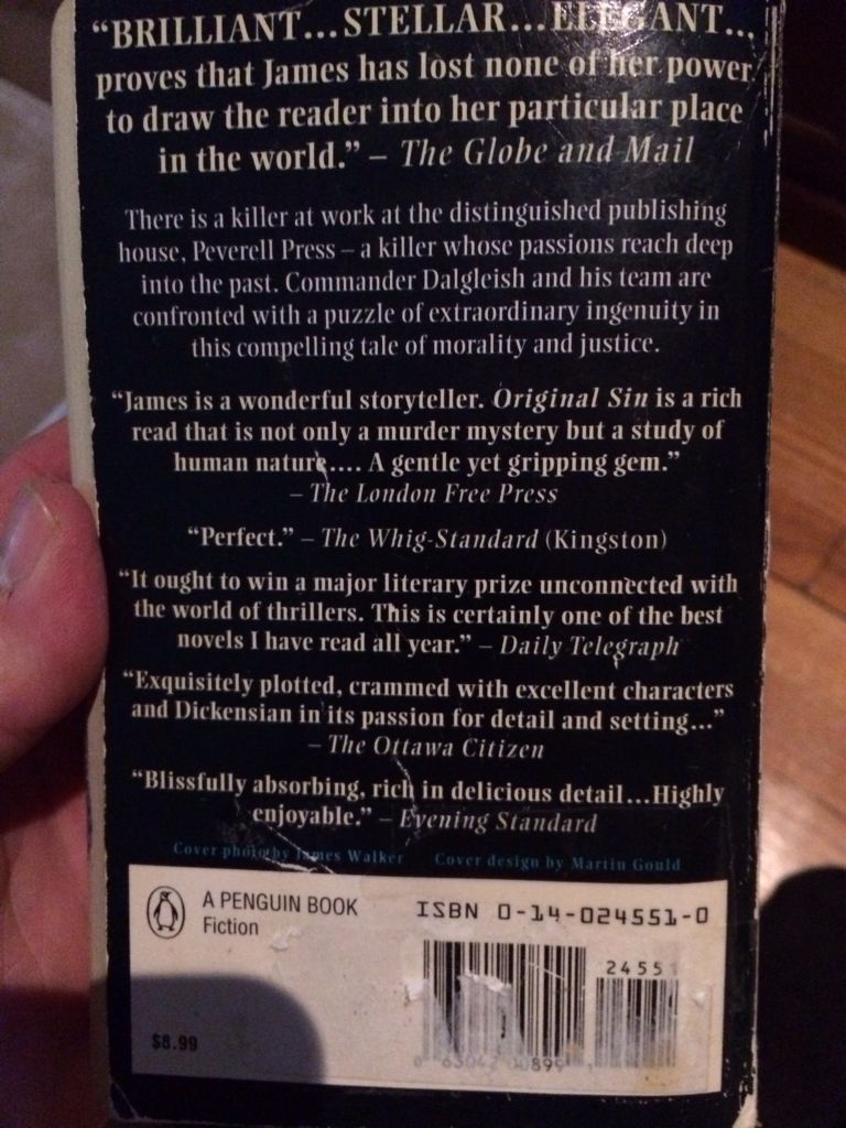Original Sin - P.D. James (Penguin - Paperback) book collectible [Barcode 9780140245516] - Main Image 2