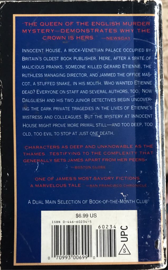 Original Sin - P. D. James (Warner Books - Paperback) book collectible [Barcode 9780446602341] - Main Image 2