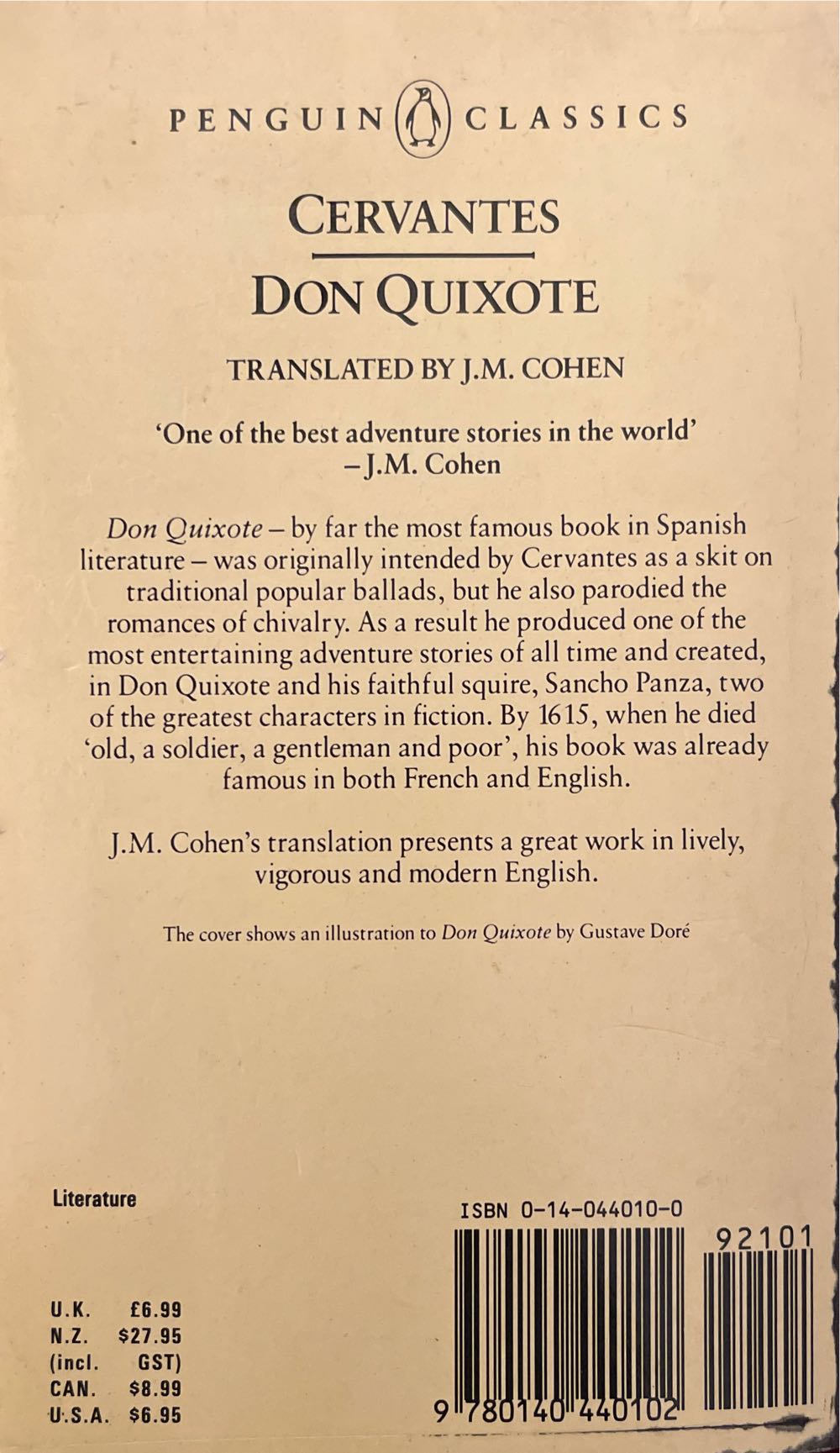 Don Quixote - Miguel De Cervantes (Penguin Books - Paperback) book collectible [Barcode 9780140440102] - Main Image 2