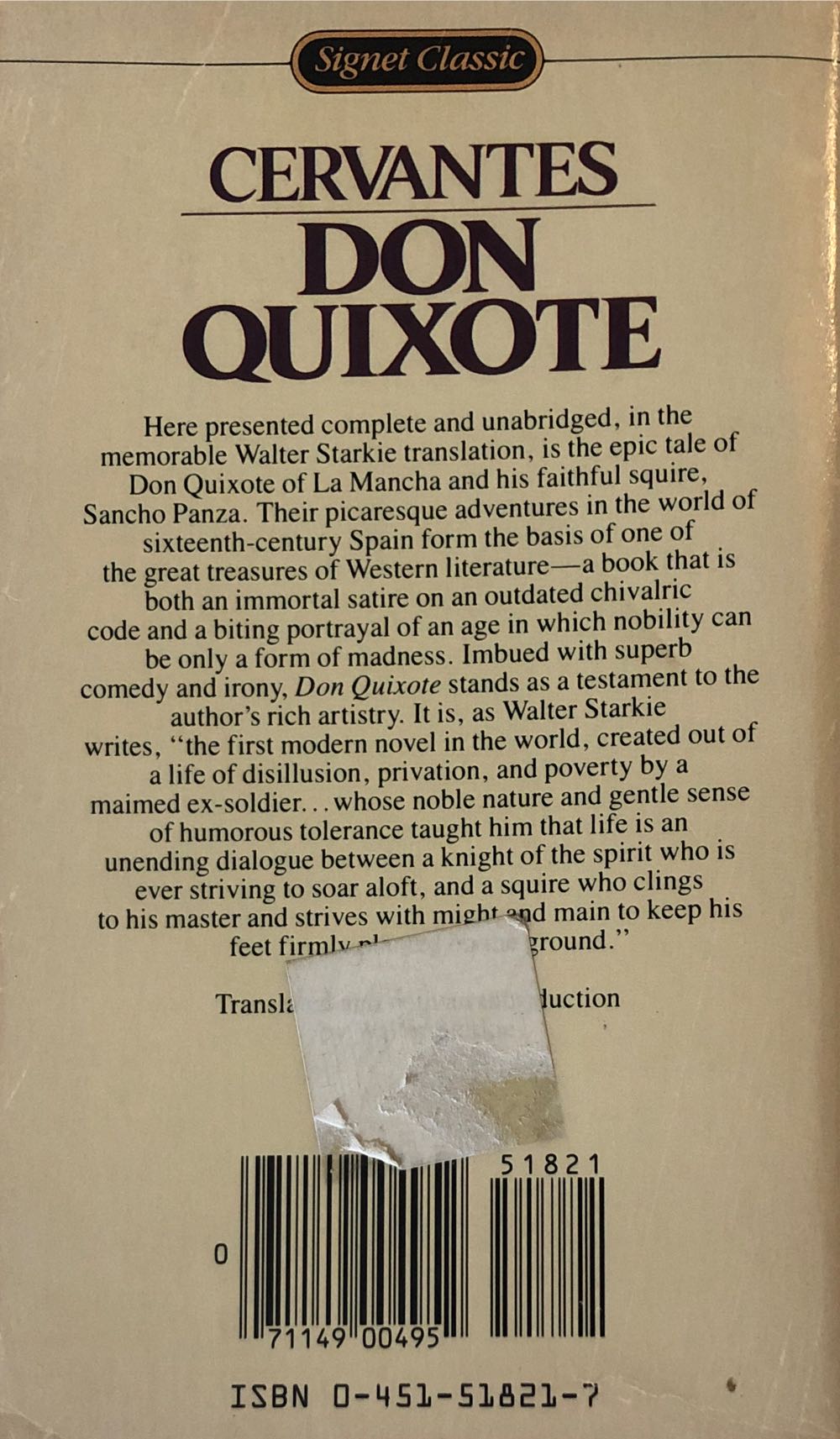 Don Quixote Of La Mancha - Miguel de Cervantes (Signet Classics - Paperback) book collectible [Barcode 9780451518217] - Main Image 2