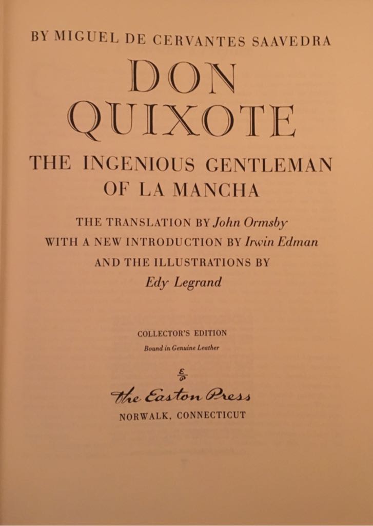 Don Quixote - Miguel De Cervantes Saavedra (The Easton Press - Hardcover) book collectible - Main Image 2