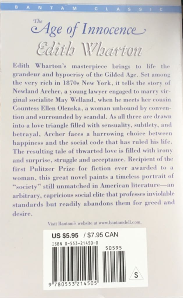 The Age Of Innocence - Edith Wharton (Houghton Mifflin Harcourt (HMH)) book collectible [Barcode 9780553214505] - Main Image 2