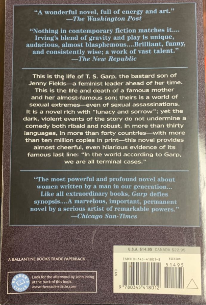 The World According To Garp - John Irving (Ballantine Books - Paperback) book collectible [Barcode 9780345418012] - Main Image 2
