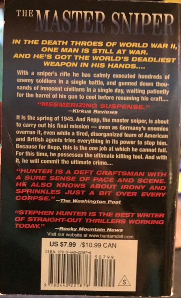 The Master Sniper - Stephen Hunter (Dell Publishing - Paperback) book collectible [Barcode 9780440221876] - Main Image 2