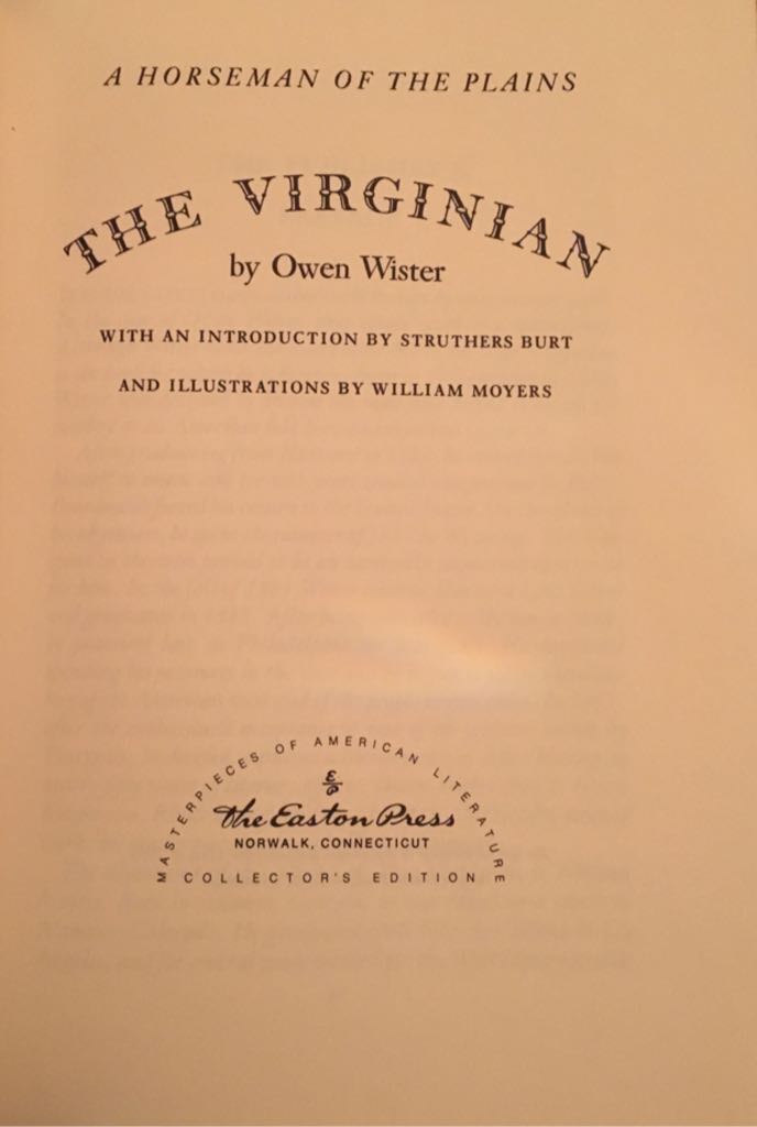Virginian, The - Owen Wister (The Easton Press - Hardcover) book collectible - Main Image 2