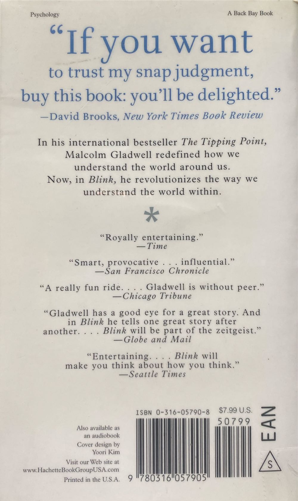 Blink - Malcolm Gladwell (Back Bay Books - Kindle) book collectible [Barcode 9780316057905] - Main Image 2