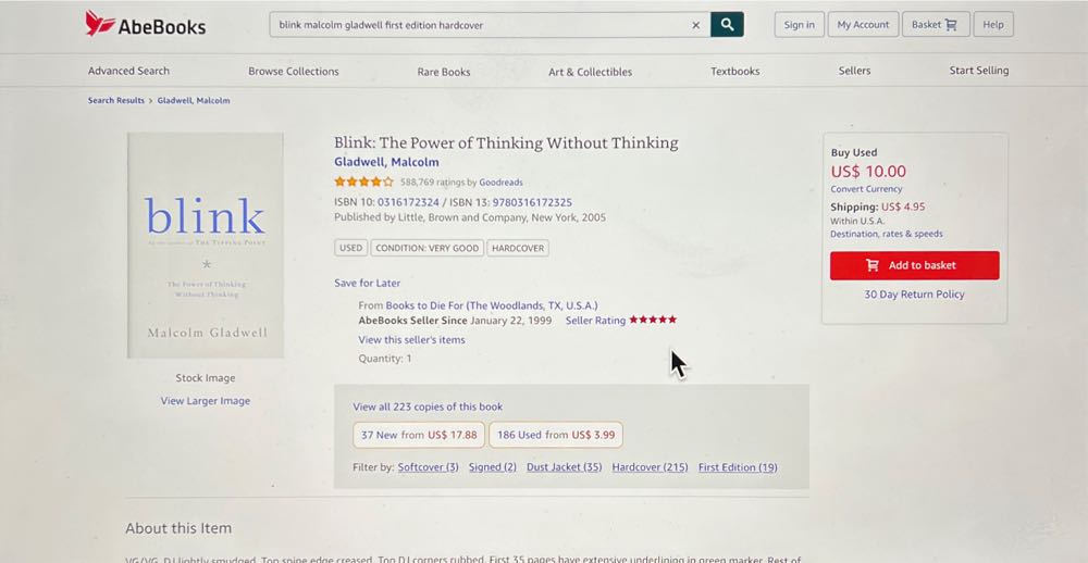 Blink - Malcolm Gladwell (Little, Brown - Hardcover) book collectible [Barcode 9780316172325] - Main Image 4