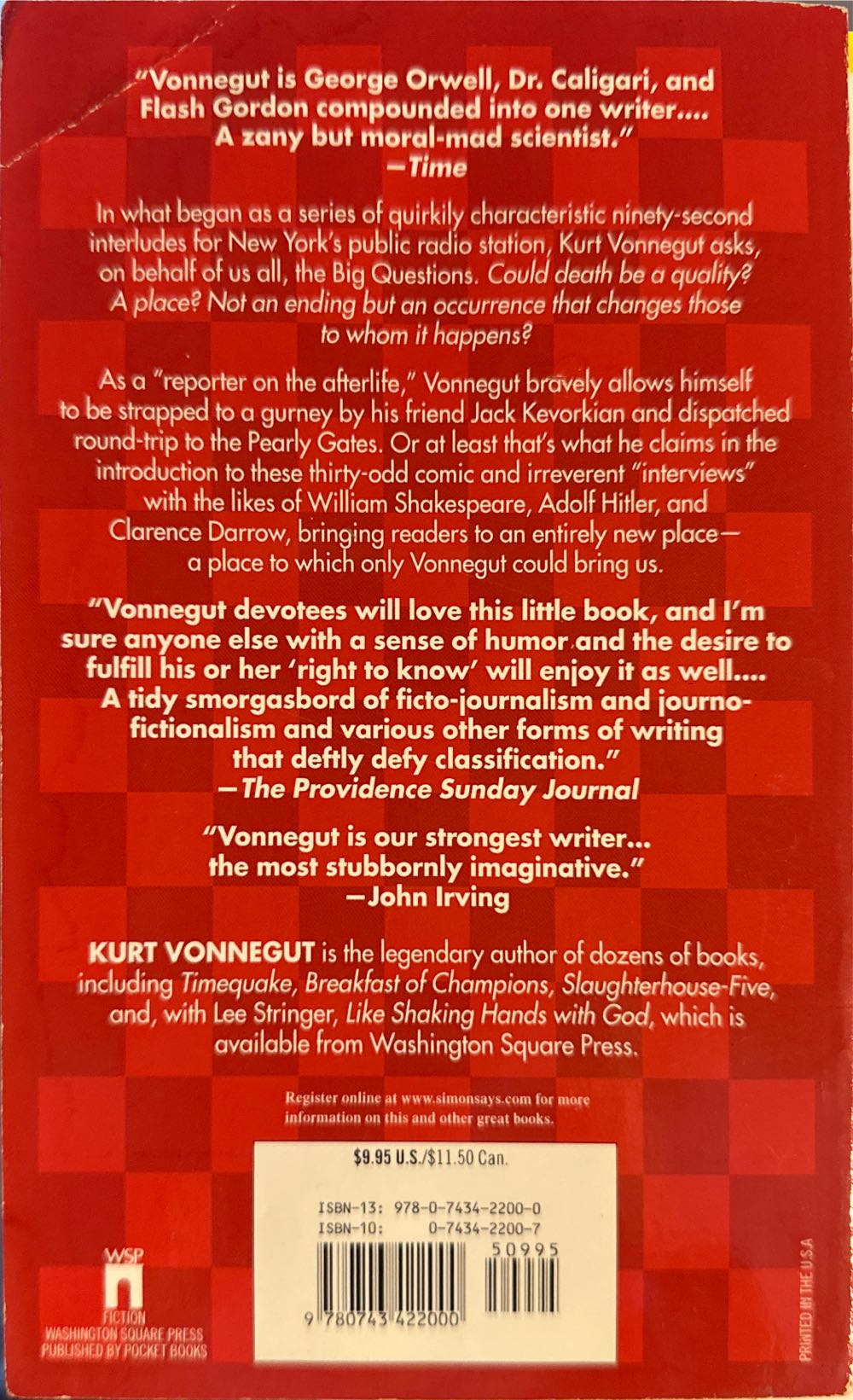 God Bless You, Dr. Kevorkian - Kurt Vonnegut (Pocket Books/Washington Square Press - Paperback) book collectible [Barcode 9780743422000] - Main Image 2