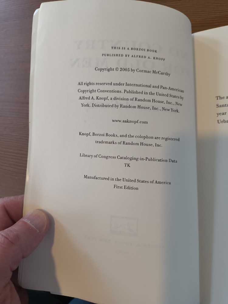 No Country For Old Men - ARC - Cormac McCarthy (Alfred A Knopf Publisher - Paperback) book collectible [Barcode 9780330440301] - Main Image 4