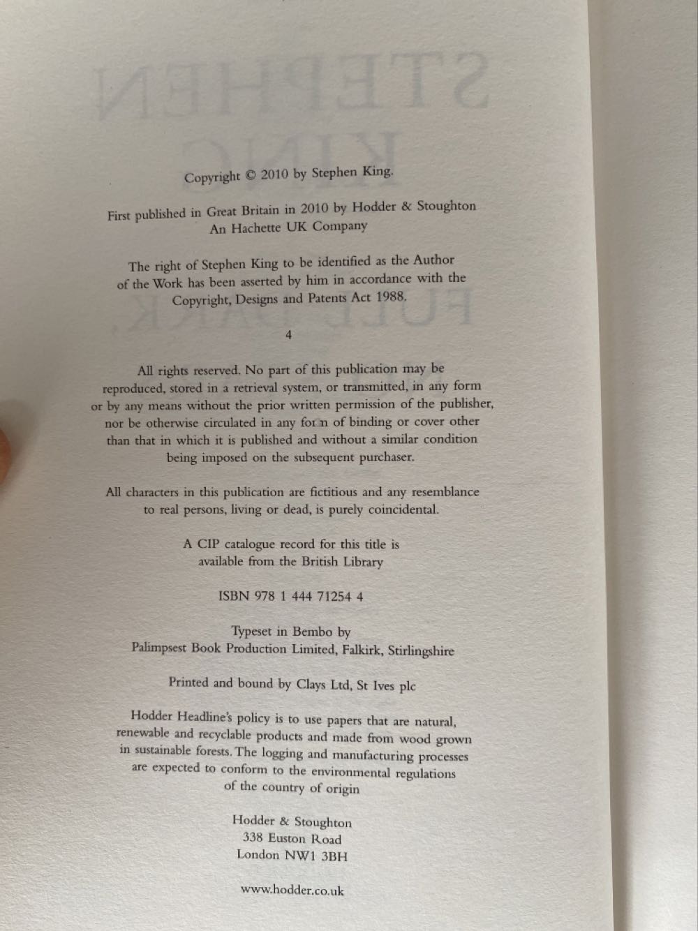 Full Dark, No Stars - Stephen King (Hodder & Stoughton - Hardcover) book collectible [Barcode 9781444712544] - Main Image 3