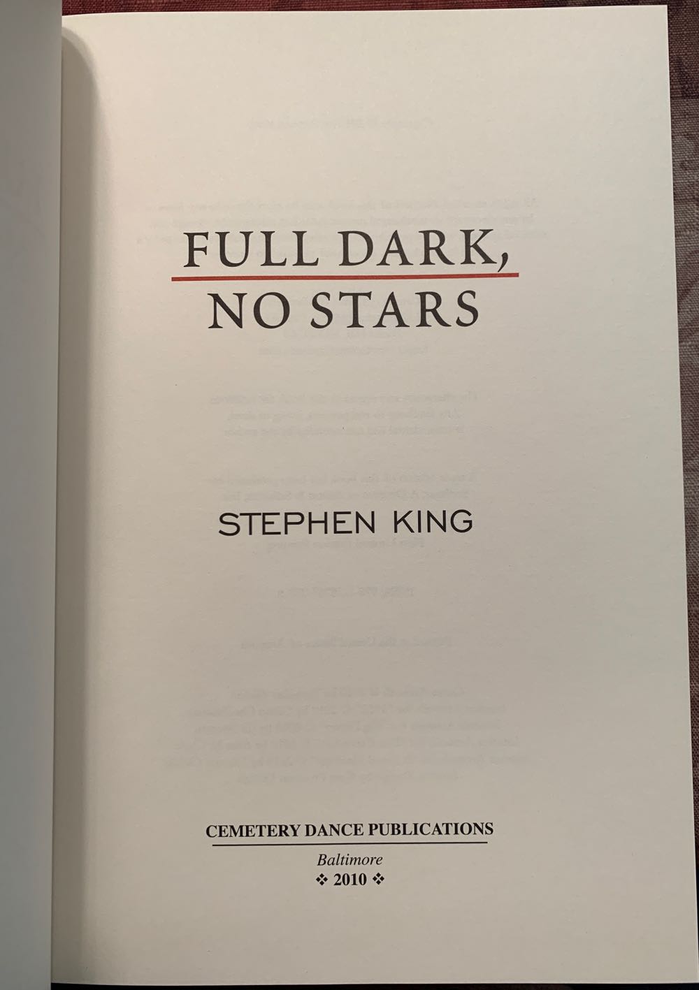 Full Dark, No Stars - Gift Edition - Stephen King (Cemetery Dance Publications - Hardcover) book collectible [Barcode 9781587672378] - Main Image 3