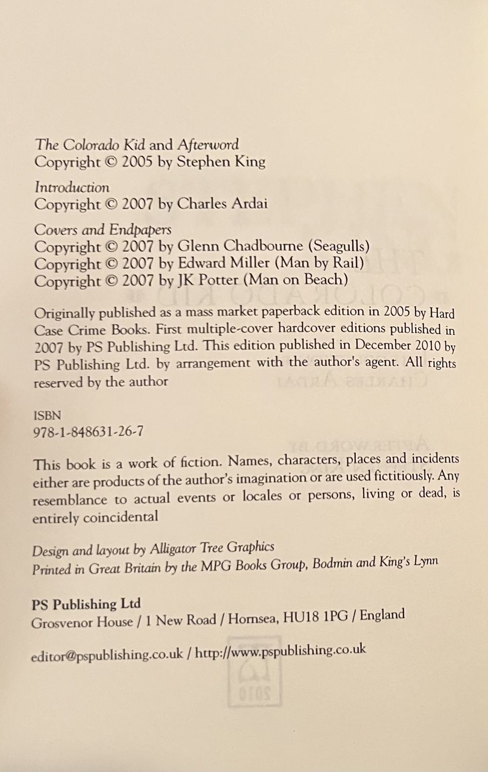 The Colorado Kid - Stephen King (PS Publishing - Hardcover) book collectible [Barcode 9781848631267] - Main Image 3
