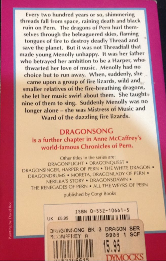 Dragonsong - Anne McCaffrey (Corgi Books - Paperback) book collectible [Barcode 9780552106610] - Main Image 2
