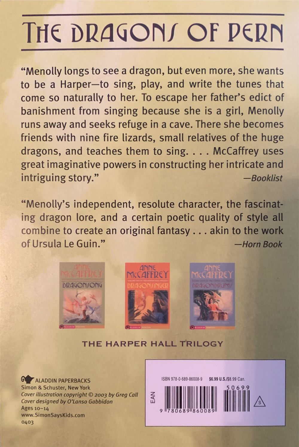 Dragonsong - Anne McCaffrey (Aladdin - Paperback) book collectible [Barcode 9780689860089] - Main Image 3