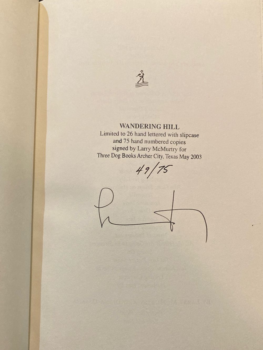 Wandering Hill, The - McMurtry, Larry (Simon & Schuster - Hardcover) book collectible - Main Image 3
