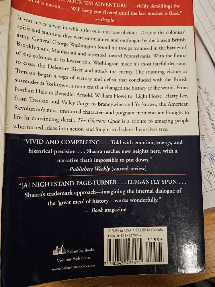 Revolution #2: The Glorious Cause - Jeff Shaara (Ballantine Books - Paperback) book collectible [Barcode 9780345427571] - Main Image 2