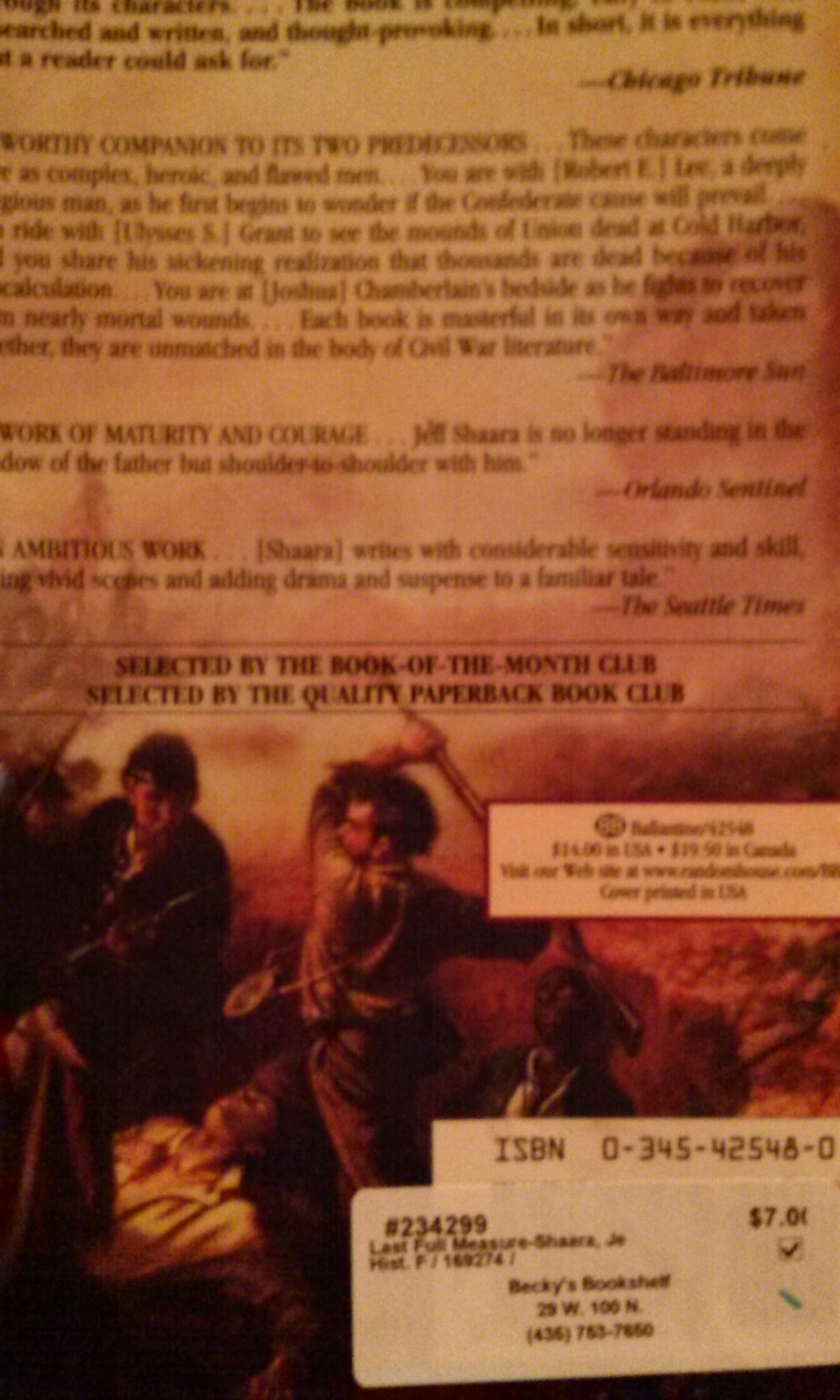 The Last Full Measure - Jeff Shaara (Ballantine Books - Trade Paperback) book collectible [Barcode 9780345425485] - Main Image 2