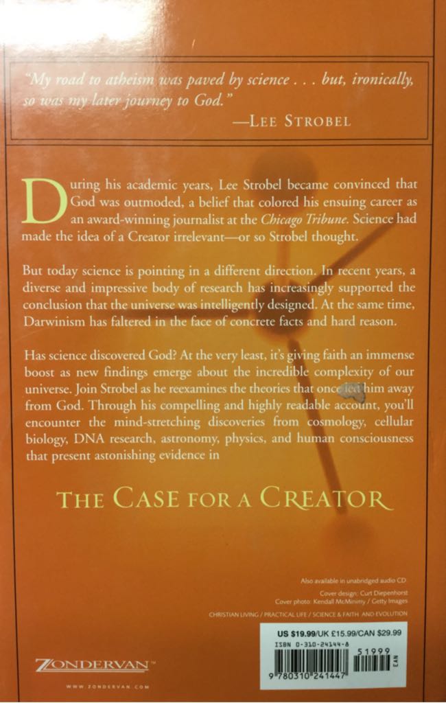 The Case for a Creator - Lee Strobel (Zondervan - Hardcover) book collectible [Barcode 9780310241447] - Main Image 2