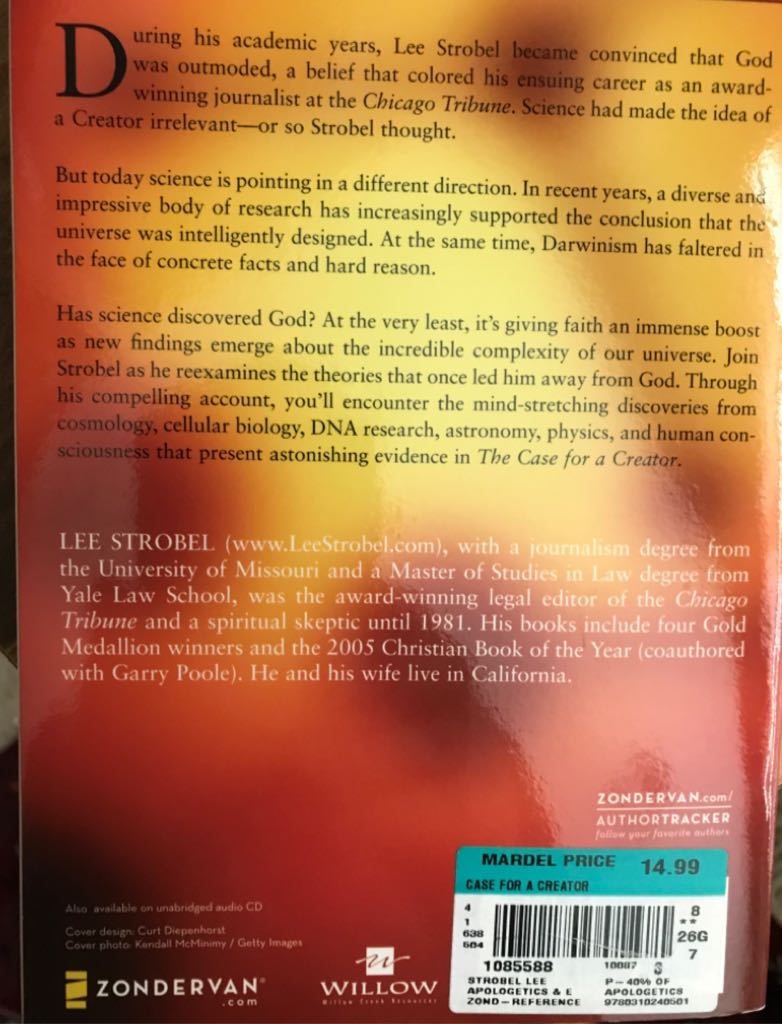 The Case For A Creator - Lee Strobel (Zondervan - Paperback) book collectible [Barcode 9780310242093] - Main Image 2