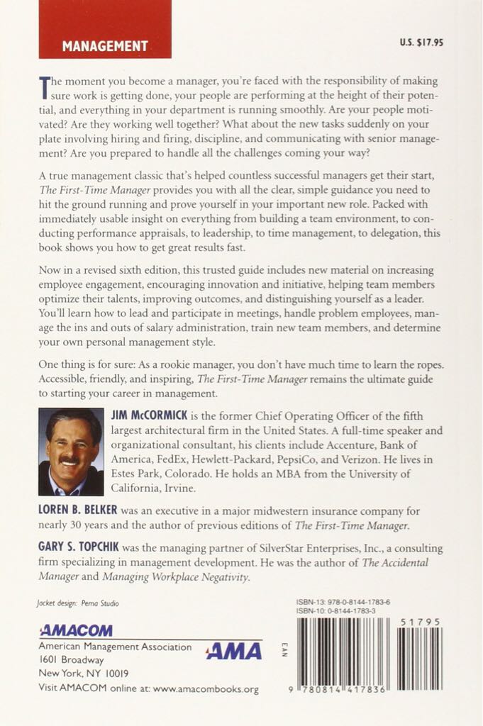 The First-Time Manager - Loren B. Belker (AMACOM; 6 edition (January 3, 2012) - eBook) book collectible [Barcode 9780814417836] - Main Image 2