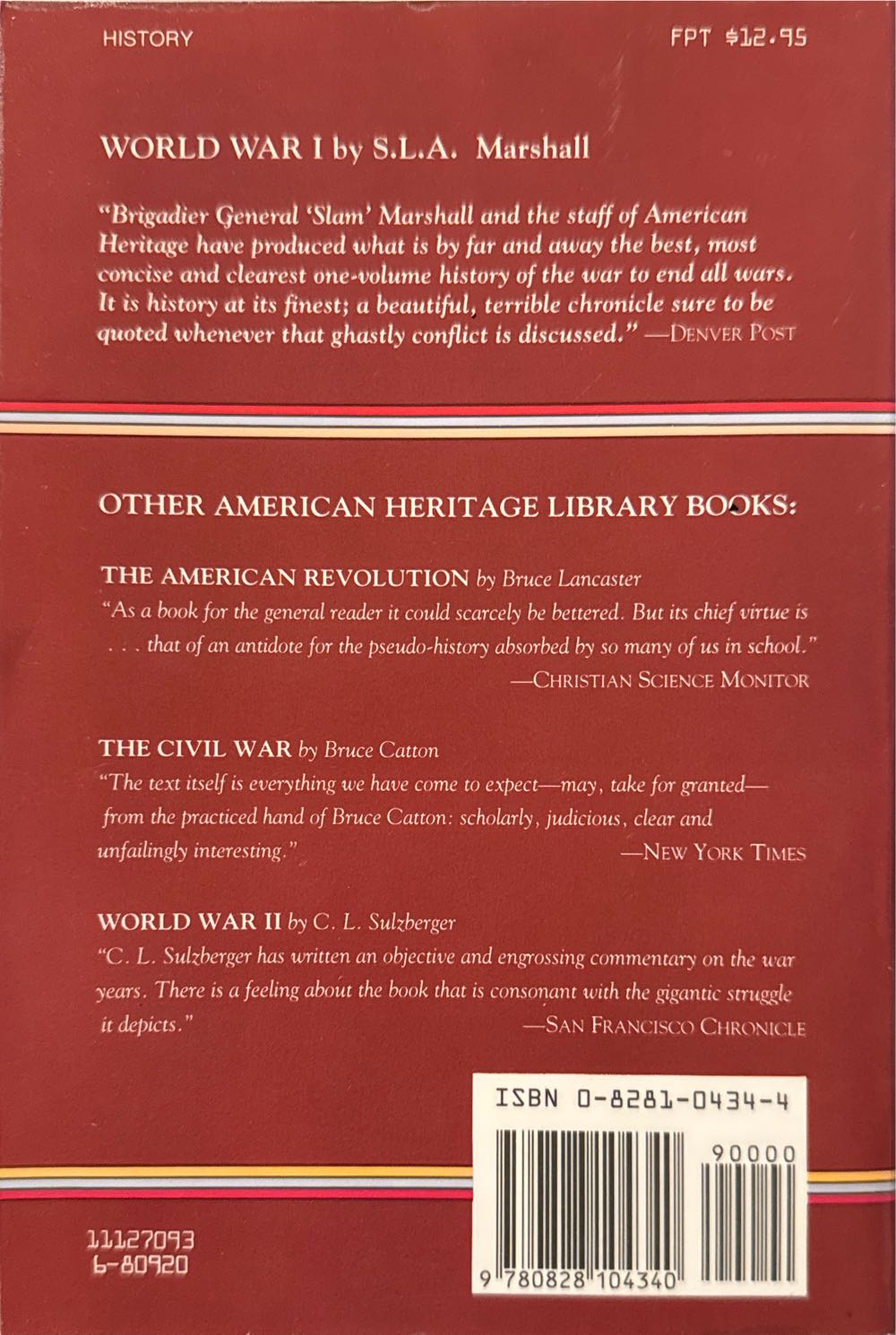 World War I - S. L. A. Marshall (American Heritage Press) book collectible [Barcode 9780828104340] - Main Image 2