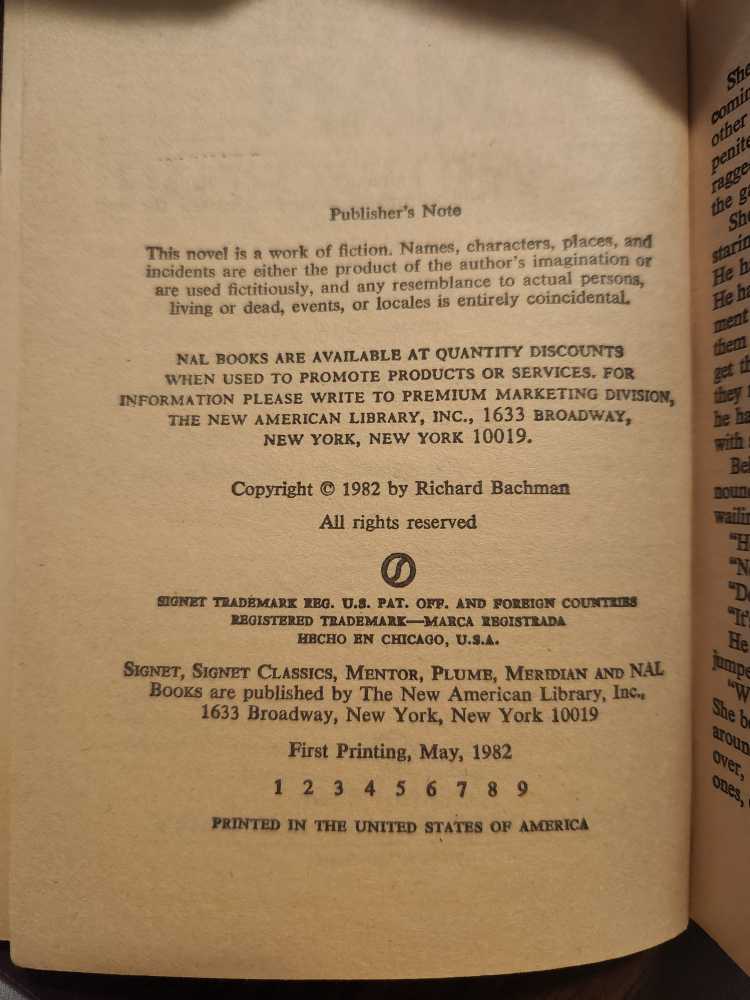 The Running Man - Richard Bachman (Signet - Hardcover) book collectible [Barcode 9780451115089] - Main Image 4